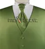 set di gilet formale tinta unita verde per matrimonio (gilet + cravatta ascot + fazzoletto)