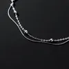 Länkkedja 925 Sterling Silver Pärla dubbelskiktarmband för kvinnor flickor dotter engagerade gifta smycken gåva