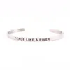 Bracciale di mantra in acciaio inossidabile d'argento per donne regalo 4mm "pace come un fiume" bracciale personalizzato ispiratrice positiva