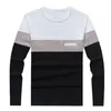 T Shirt Men Cotton Long Sleeve O Neck Striped s s Fashion Patchwork Causal Slim Fit Man Brand Clothing 220115