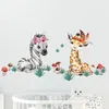 Watercolor sticker Cartoon Africa Animals grassland Wall for Kids Baby Nursery Room Decoration Elephant Giraffe Stickers