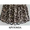 Kvinnor chic mode med knappar leopard print mini klänning vintage kortärmad djur mönster kvinnliga klänningar mujer 210416