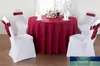 Commercio all'ingrosso della decorazione delle tavole rotonde del partito di banchetto dell'hotel di lino del poliestere della tovaglia della tovaglia della copertura di tavola di nozze di colore bianco