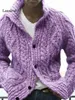 남자 스웨터 가을 겨울 가디건 싱글 가슴 스웨터 남성 긴 소매 캐주얼 옷깃 느슨한 스웨터