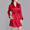 Women039s Sleepwear Robe Sexy Gets Pijamas Ice Silk Sleeveless Sling Sleeve Longa Noturna Nighties Autumn Solid Lingere3419588