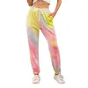 Femmes Tie-Dye Impression Pantalons de maison Tendance de la mode Cordon de serrage Taille élastique Pantalon de sport Designer Femme Casual Pantalon de survêtement droit en vrac