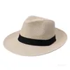 Men Straw Cap Cowboy Style Wide Brim Jazz Caps Festive Party Supplies Stylish Panama 5 Colors Unisex 58cm Hood Beach Sun Hats T9I001369