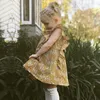 Desgaste infantil de verão Europeu e americano retrô meninas de manga floral vestido crianças vestidos para meninas 210701