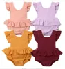 Summer baby onesies new cotton and linen baby ruffled sleeves onesies with straps GC185