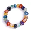 Natural Agate Stone Bracelets Bangles Fashion Men Beaded Strands Irregular Shape Gravel Women Colorful Beads Elastic Bracelet Jewelry Gifts