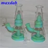 7,4 "Silicone Smoking Bubbler Hand Tubos de mão portátil Bongos de vidro de vidro de cera Rig