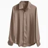 Snygg Versatile Loose Chiffon Shirt Drape Satin Spring Långärmad Kvinnors Top High End Wrinkle Resistant 12607 210521