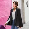 Moda Capa Cape Blazer Mulheres Trabalho Wear Aberto Frente Poncho Casaco Notch Lapel Split Split Manga Longa Casual Slim Terno Casaco 210416