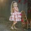 Abito da ragazze a strati 2021 Nuovi vestiti per bambini rosa plaid per 1 2 3 4 5 anni Girl Summer Children senza schienale Principessa Dresss6317397