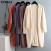 Paresseux col en v oversize long pull cardigans veste manteau femmes pull épais Corée cardigan outwear TOP 211011