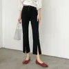 Mujer trabajo elástico ol pantalones estiramiento pierna ancha cintura alta pantalones casuales hendidura femme streetwear 210608