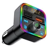 Auto-oplader Bluetooth FM-zender Radioadapter Draadloze Handsfree Call Bass Sound MP3 Muziekspeler RGB LED Backlit QC3.0 USB-oplader