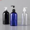 20 PZ 500 ml nero/blu/trasparente bottiglia di plastica con pompa a vite Contenitore cosmetico vuoto R28 Bottiglie di gel doccia Shampoo 16.9OZalta quantità