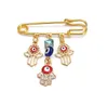 Lucky Eye Blue Turkish Evil Eyes Brooches Pin for Women Men Dropping Oil Flower Crown Star Hamsa Hand Charm Fashion Jewelry