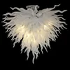 Härlig mjölkvita glashänge lampor LED-lampor Chihuly handblåst Borocilicate Glass-Chandelier Lighting Wedding Home Decoration 28 tum