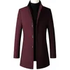 Parklees Vinterull Trench Coat Men Varm Vindskydd Business Office Jackor Woolen Solid Slim Vintage Long Overcoat 211122