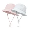 Baby sun hatt sommar strand slips-färg solskydd flicka pojke hattar toddler barn chilrren hink med justerbar hakrem lla656