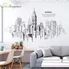 Creative Simple Line Modern City TV Sofa Background Wall Sticker Self-adhesive Home Decoration Porch Living Room Decor Stickers 210929