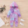 Spring and Autumn Baby Gradient Hooded Tie-dyed Jumpsuit for Unisex BodySuits Clothes 210528