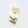 Guldglitter Socks Santa Claus Candy Stocking Jul Eve Apple Bag Family Party Pendant med Snowman Elk Pattern