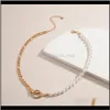 Urok Kolczyki Drop dostawa 2021 Problem do imitacji łańcucha Naszyjnik Perl Pearl Women Circle Cirmian Jewelry wisiorek metalowy stic