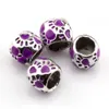 50pcs Purple Enamel Footprint Large Hole Spacer Beads For Jewelry Making Bracelet Necklace DIY Accessories 8X10mm