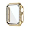 Bling Diamond 360 Apple Watch用の強化ガラスフィルムスクリーンプロテクター付きフルカバーケースIWATCHシリーズ8 7 6 5 4