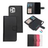 2 i 1 avtagbara läder Telefonfodral för iPhone 12 11 Pro Max XS XR 7 8 Plus Luxury Flip Wallet Magnetic Protect Cover