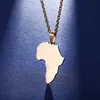 Afrika Karte Halskette Edelstahl Karten Anhänger Halsketten Goldketten Hip Hop Modeschmuck für Frauen Männer werden und sandig