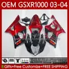 Injektionsformkroppar för SUZUKI GSXR-1000 K 3 GSX R1000 GSXR 1000 CC 2003-2004 Kroppsarbeten 67no.0 1000cc GSXR1000 K3 03 04 GSX-R1000 2003 2004 OEM Fairing Kit Metallic Red