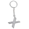 الكريستال الماس إنجليزي إلكتروني المفاتيح الحلي المعدنية الأمتعة الديكور قلادة مفتاح سلسلة الأزياء a-z كيرينغ