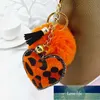 Novo coreano veludo strass padrão leopardo amor bola de cabelo chaveiro anel pingente acessórios sino saco saco ornamento