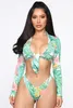 Women's Swimwear European And American Plus Size Swimsuit Long Sleeves High Waist 2-piece Set