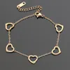 Rostfritt 5st Hollow Heart Charms Link Chain Armband Justerbar storlek 18K Gold Silver Colors Loving Gift SMycken för Lady T-Lette312b