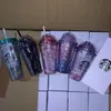 500 мл милый сакура Starbucks Cup Double Plastic с соломенной домашним животным материалом для детей для взрослых девушек для подарочных продуктов 1965