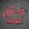 Vital Seamlyoga Set Kobiety Siłownia Workout Ubrania Fitnset Sportowy Bra + Krótki Rękaw Crop Top + Wysokiej Talii Spodenki Sportowe Garnitury X0629