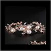 Charm Drop Delivery 2021 Uilz Trendy Rose Gold Color Wedding With Cz Zirconia Cluster Flower Imitation Pearl Women Bracelets Jewelry Ub020 A3