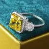 Vintage 4ct Topaz Diamond Ring 100% Original 925 Sterling Silver Bröllop Band Ringar För Kvinnor Bridal Promise Smycken Gift