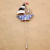 Spille, Spille Yacht Pirata Barca a vela Bavero Cravatta Cravatta Cappello Sciarpa Bastone Spille smaltate Collettivo UP Distintivo Gioielli Placcato in argento