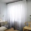 Gradient Color Window Curtain for Living Room Sheer Fabric kitchen Green Tulle Drape Gray Voile White Treatment X-WP185#30 210712