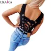 Summer lace stitching back cross strap vest black shirt female casual bottoming sexy top 210515