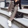 Damesbroek Capris Leopard Flare Vrouwen Herfst Winter Dikke Warm Hoge Taille Broek Elastische Slanke Straat Hipster Sexy Bellbottoms Casual