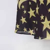 Print Star Midi Dress For Women V Neck Lantern Sleeve High Waist Hit Color Vintage Dresses Female Spring Fashion 210520