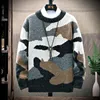 Suéteres para hombres Otoño Invierno Jerseys Hombres Estilo Casual Patchwork Para Hombre O-Cuello Ajuste Punto Suave Suelto Suéter Moda Grueso Cálido