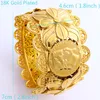 Heavy 70mm Ethiopian Coin Fashion Big Wide Bangle CARVE 18 K THAI BAHT SOLID G F Gold Dubai Copper Jewelry Eritrea Bracelet Open195N